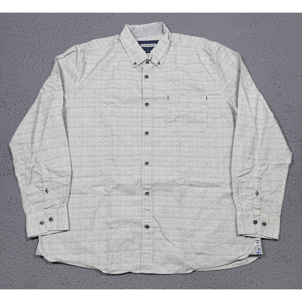 32 Bar Blues Shirt Mens XL White Check Long Sleeve Button Up Casual Woven Cotton